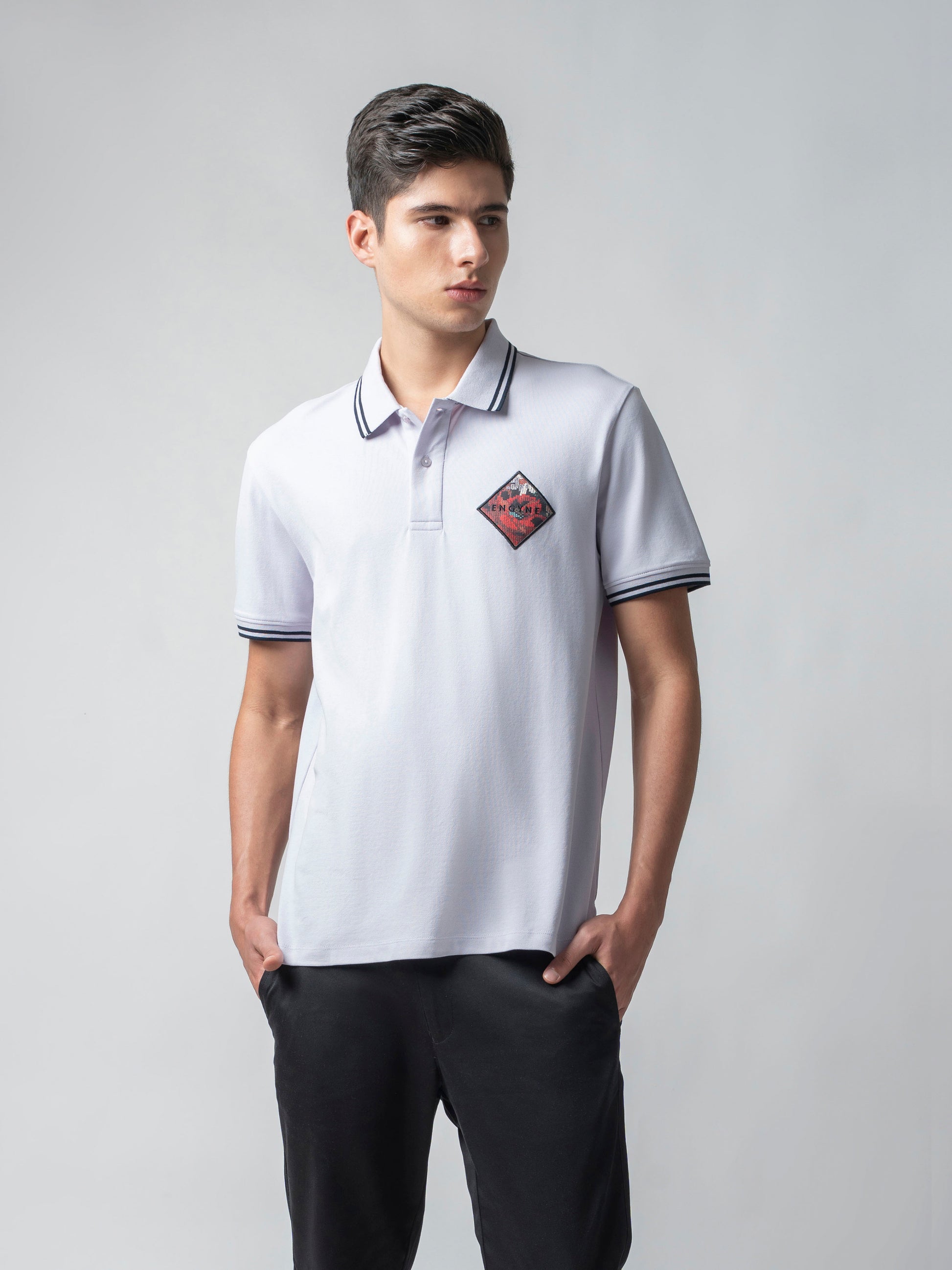 Supima Cotton Embroidered Badge Light Lavender Polo for Men