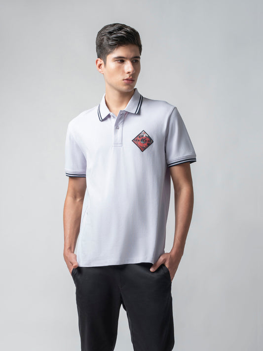 Supima Cotton Embroidered Badge Light Lavender Polo for Men