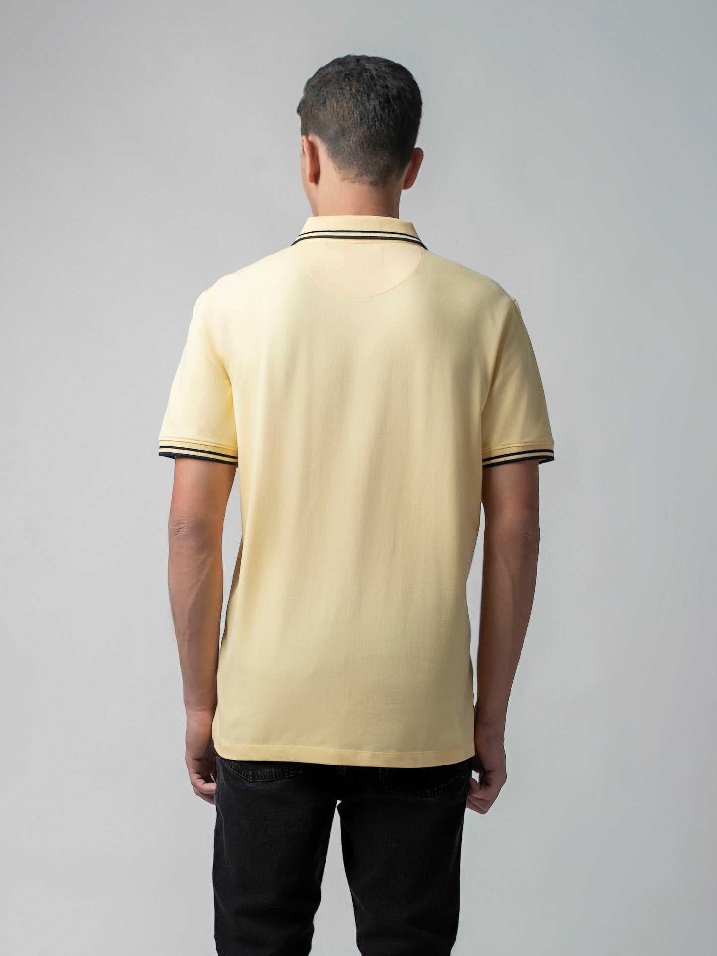 Supima Cotton with Badge Light Yellow Polo Shirt for Men 
