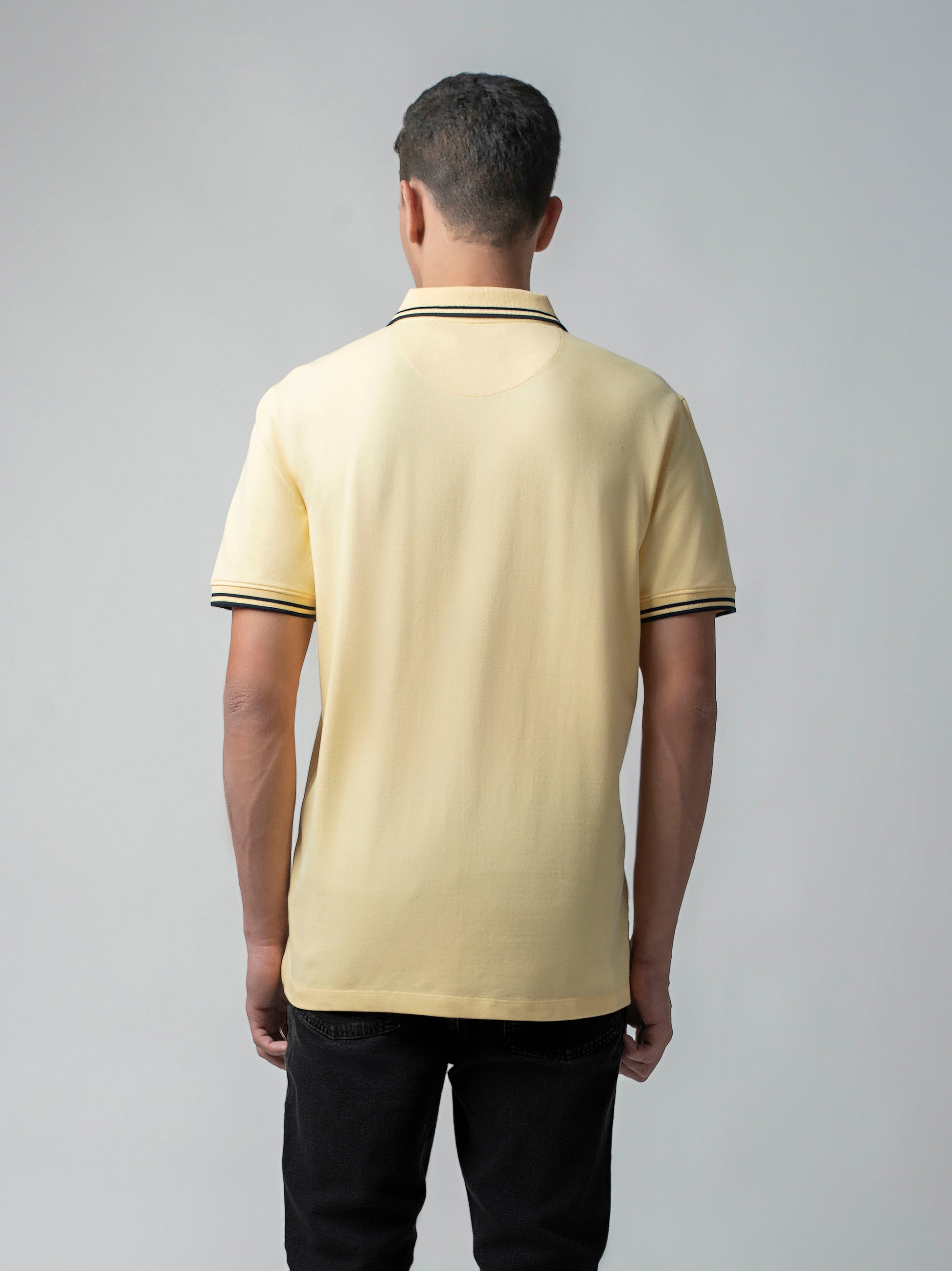 Supima Cotton with Badge Light Yellow Polo Shirt for Men 