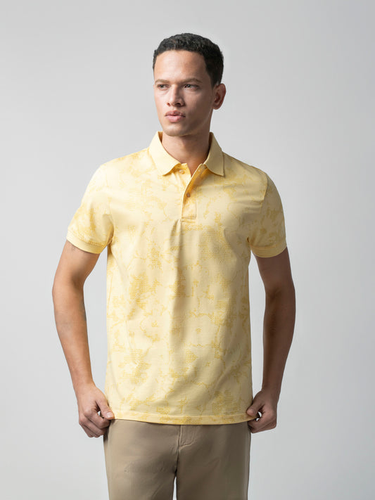 Supima Cotton Jersey All-Over Print Yellow Polo for Men