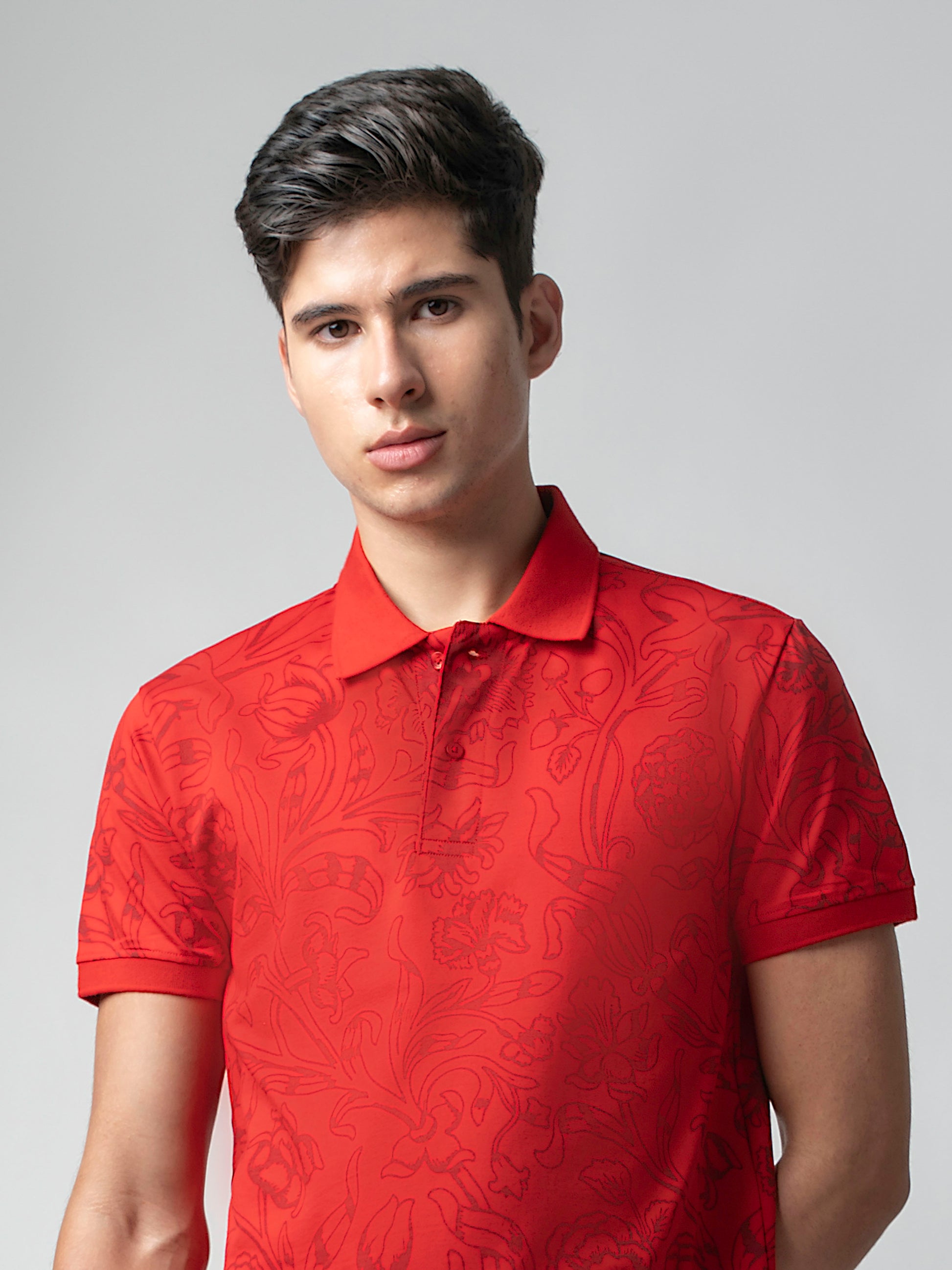 Supima Cotton Miss Pigment Print and DTM Slim Collar Polo for Men
