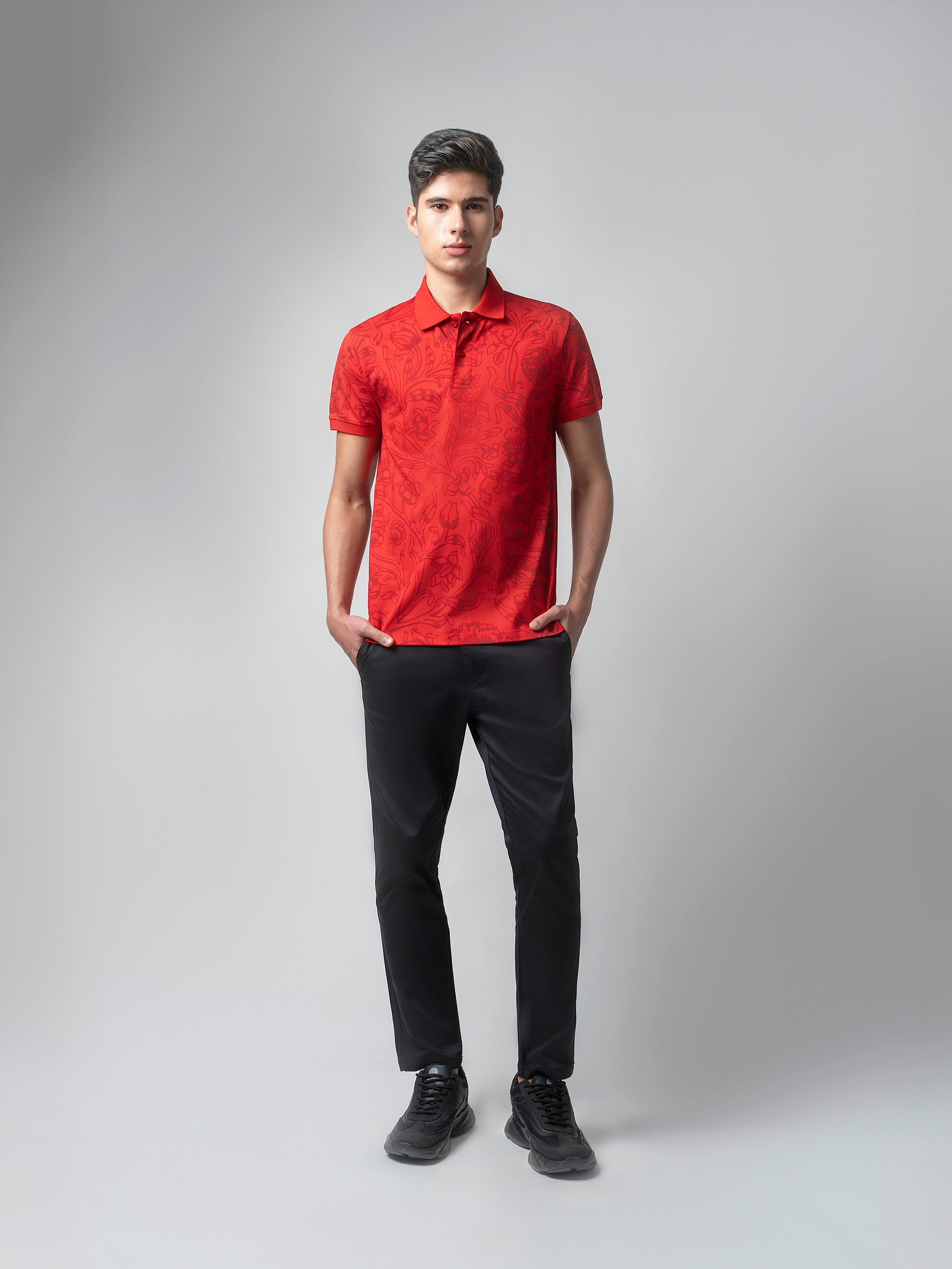 Supima Cotton Miss Pigment Print and DTM Slim Collar Polo for Men