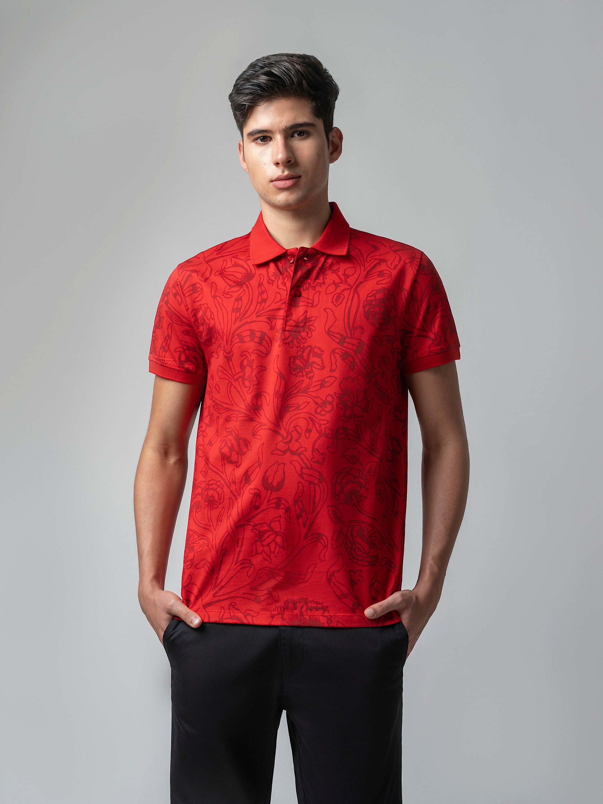 Supima Cotton Miss Pigment Print and DTM Slim Collar Polo for Men