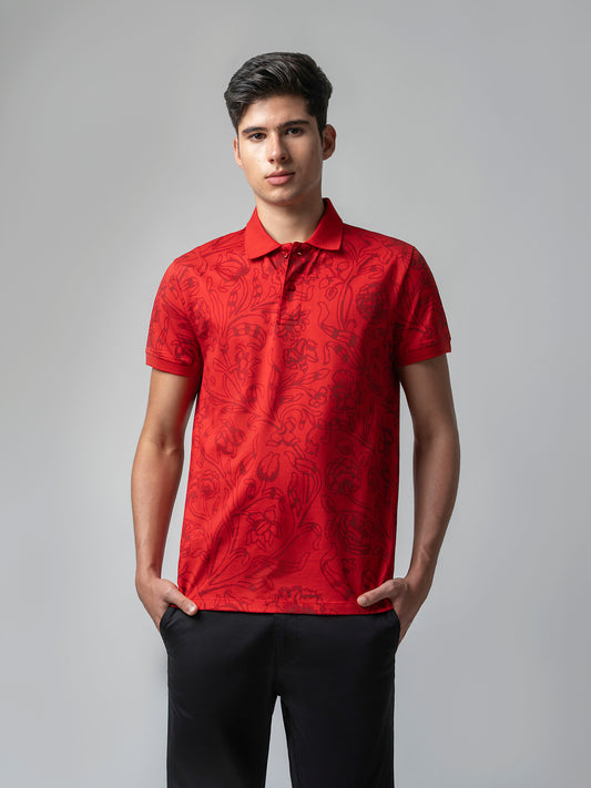 Supima Cotton Miss Pigment Print and DTM Slim Collar Polo for Men