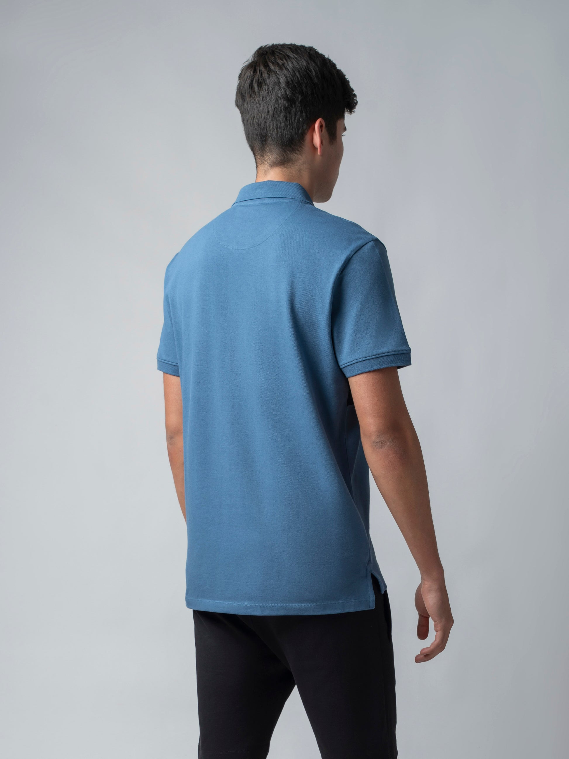 Supima Cotton Cut-and-Sew Panels, Embroidery Light Gasoline Polo for Men
