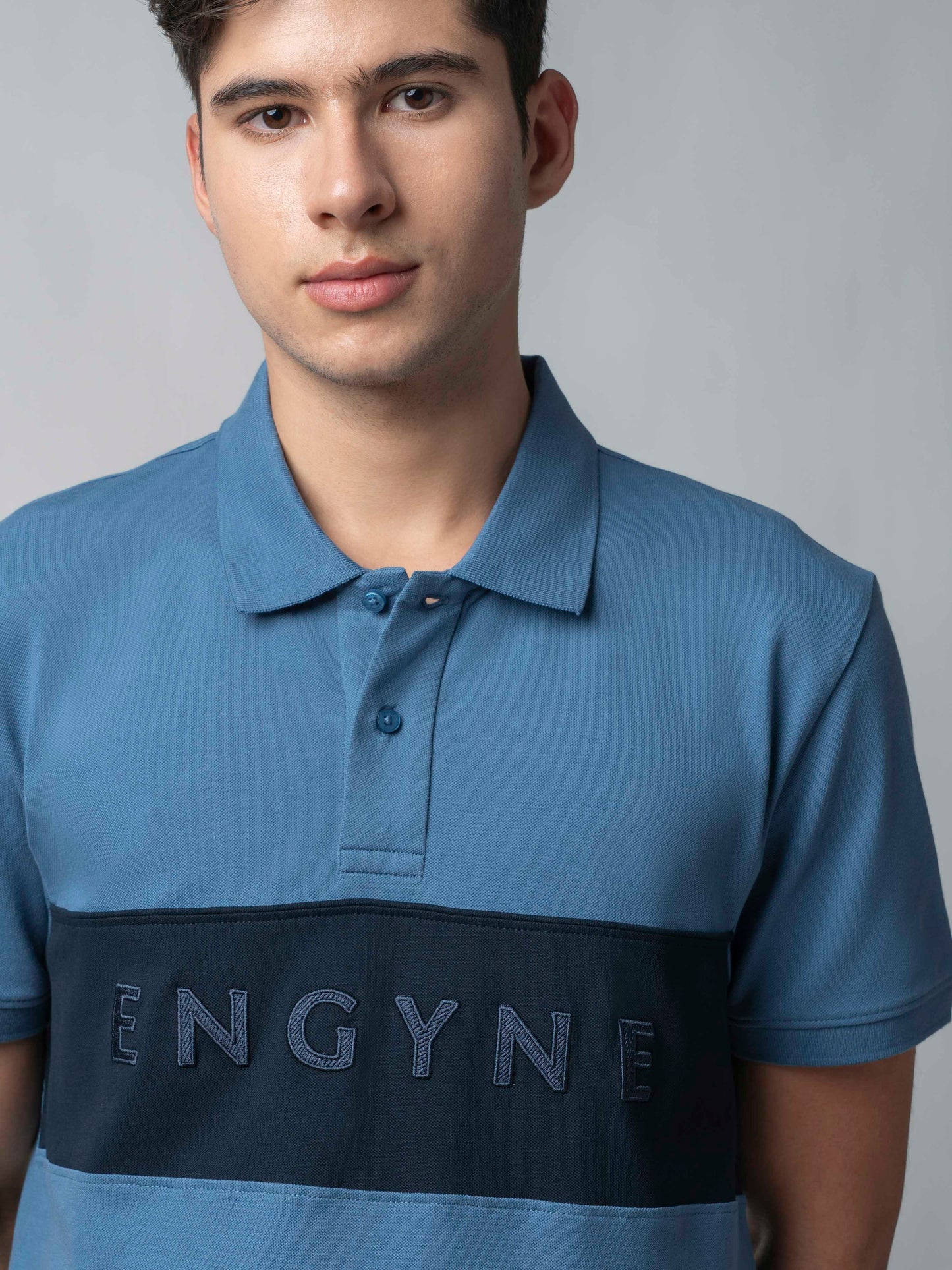 Supima Cotton Cut-and-Sew Panels, Embroidery Light Gasoline Polo for Men