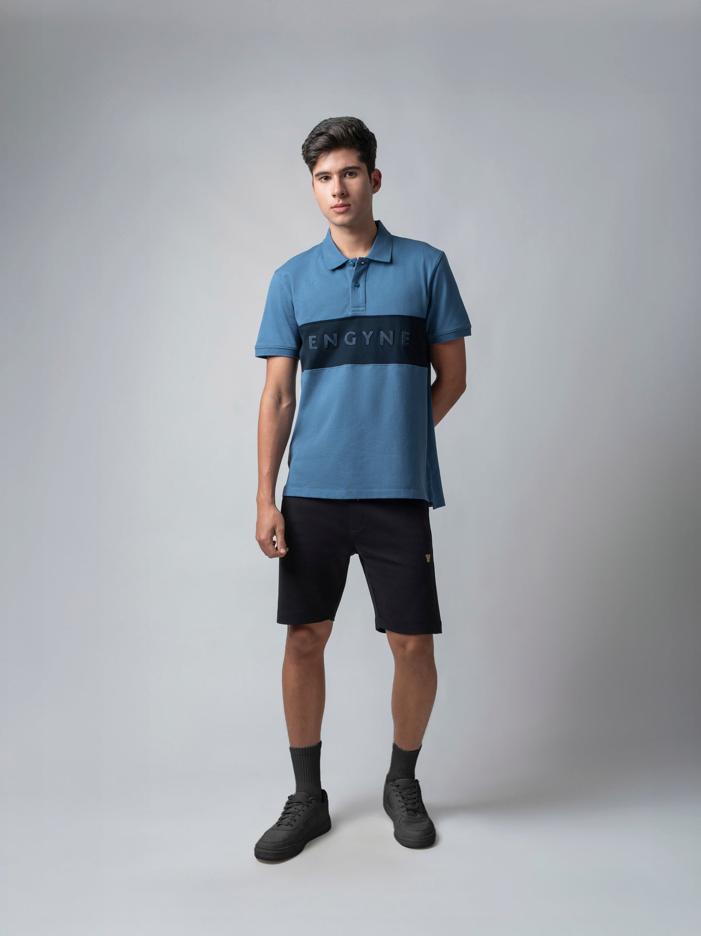 Supima Cotton Cut-and-Sew Panels, Embroidery Light Gasoline Polo for Men