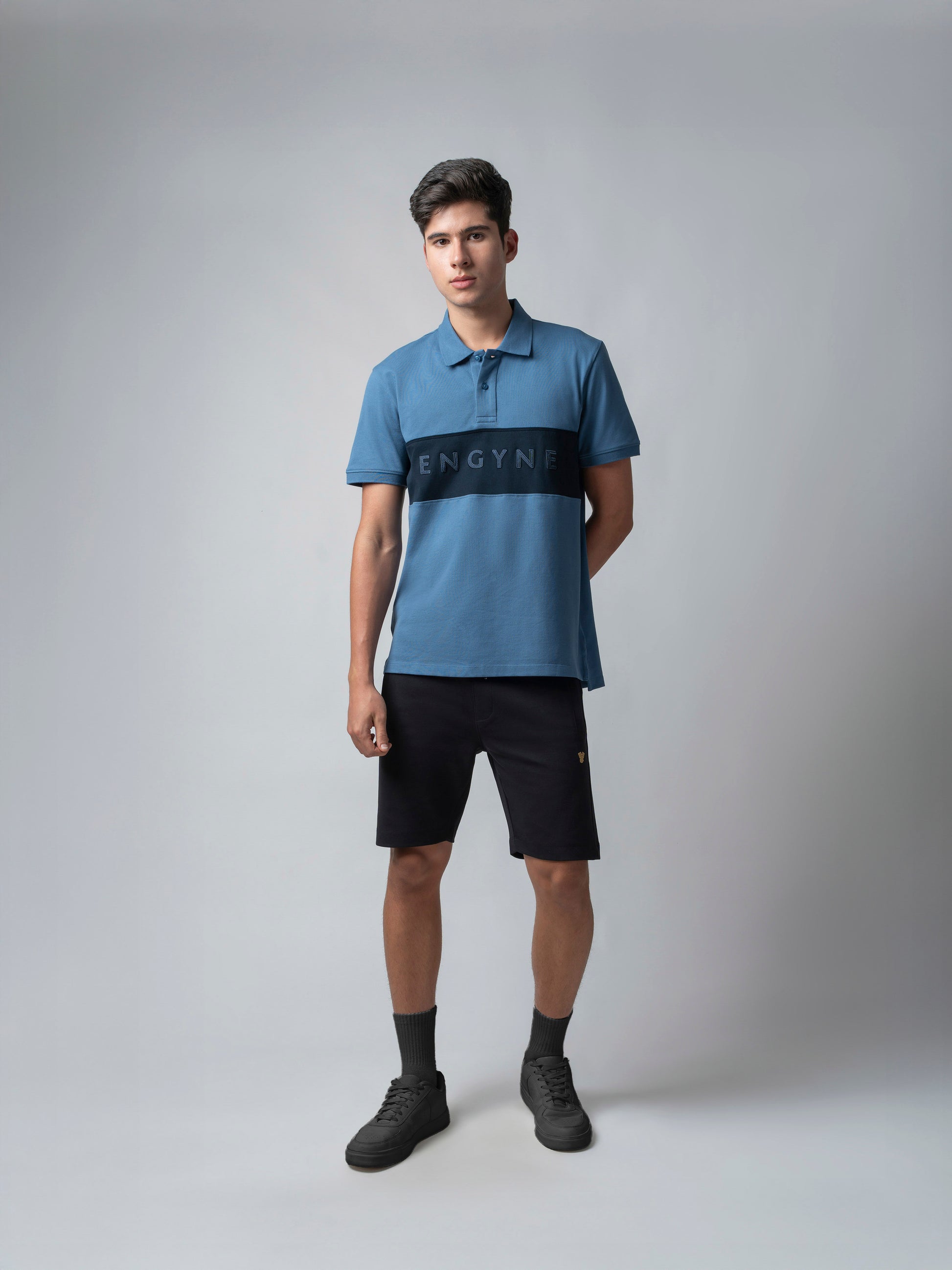 Supima Cotton Cut-and-Sew Panels, Embroidery Light Gasoline Polo for Men