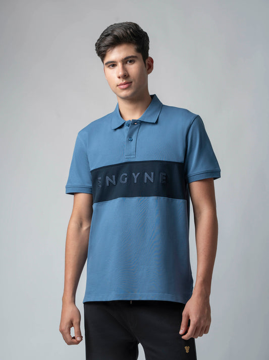 Supima Cotton Cut-and-Sew Panels, Embroidery Light Gasoline Polo for Men
