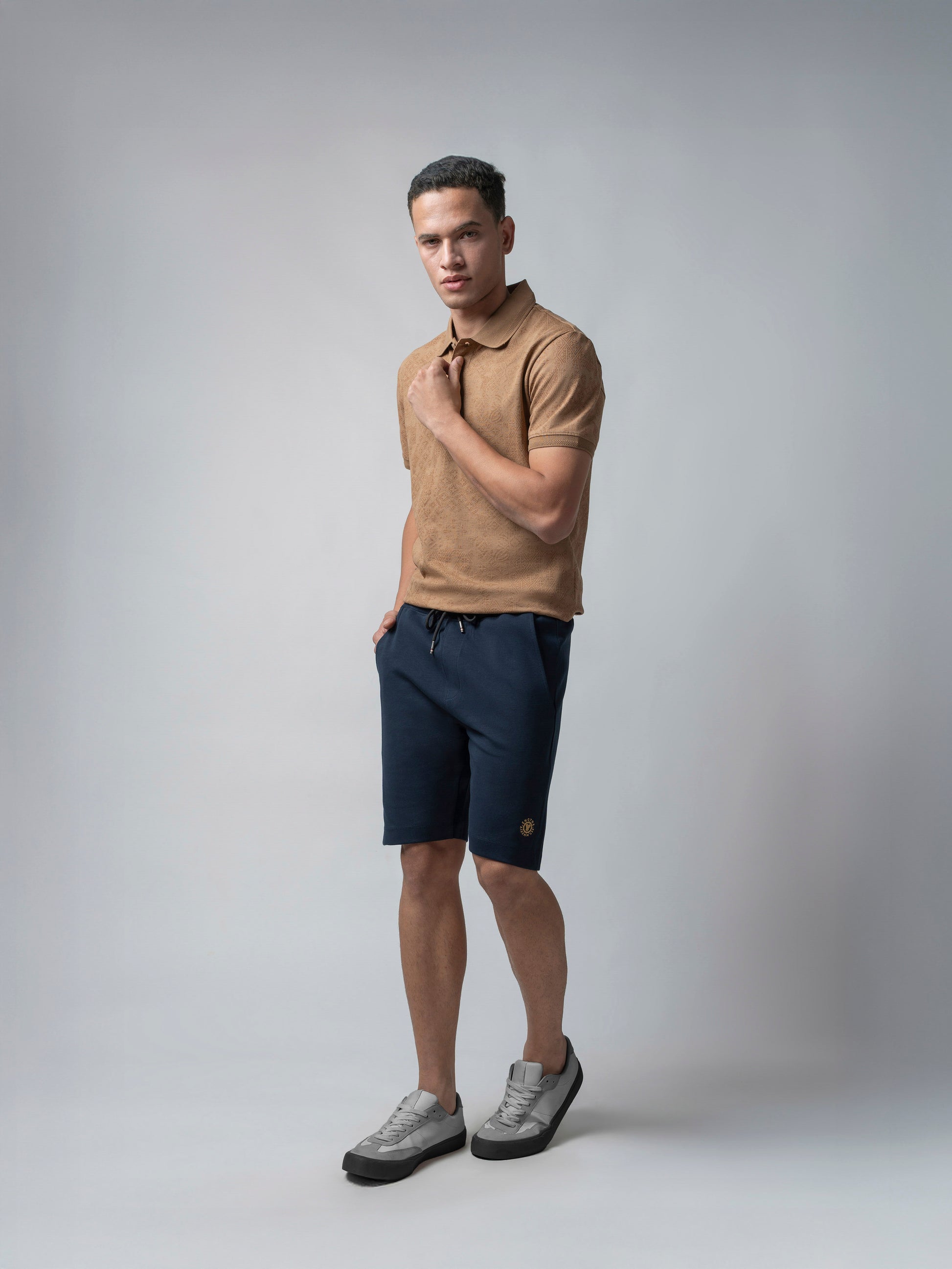 Engyne Essential Shorts with HD Print in Cotton Interlock Navy Men