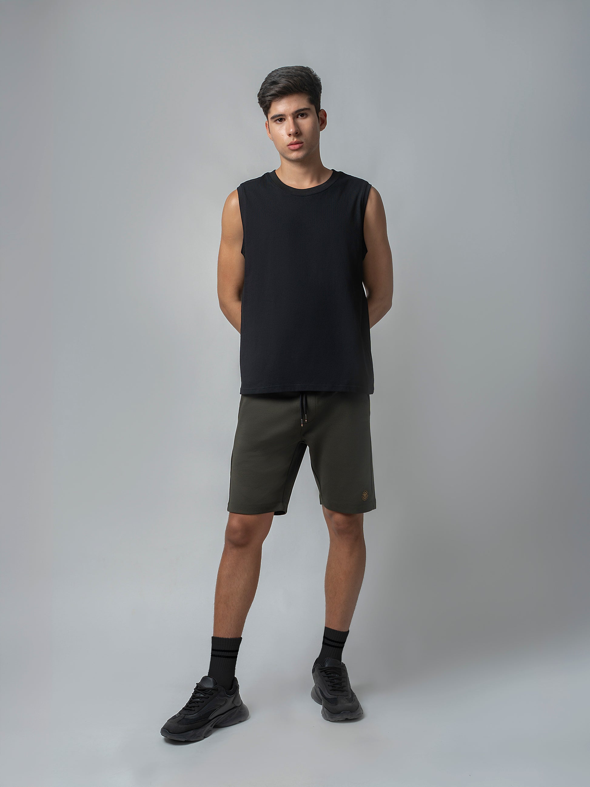 Engyne Shorts with HD Print Cotton Poly Interlock Olive Men Shorts