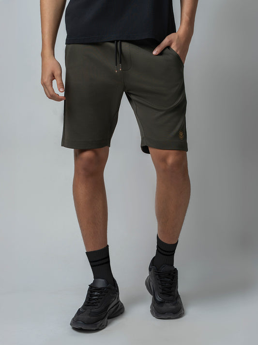 Engyne Shorts with HD Print Cotton Poly Interlock Olive Men Shorts