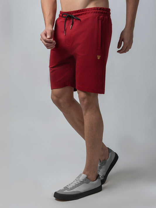 Engyne Essential Shorts with Emblem Logo Cotton Loop Knit Red Men
