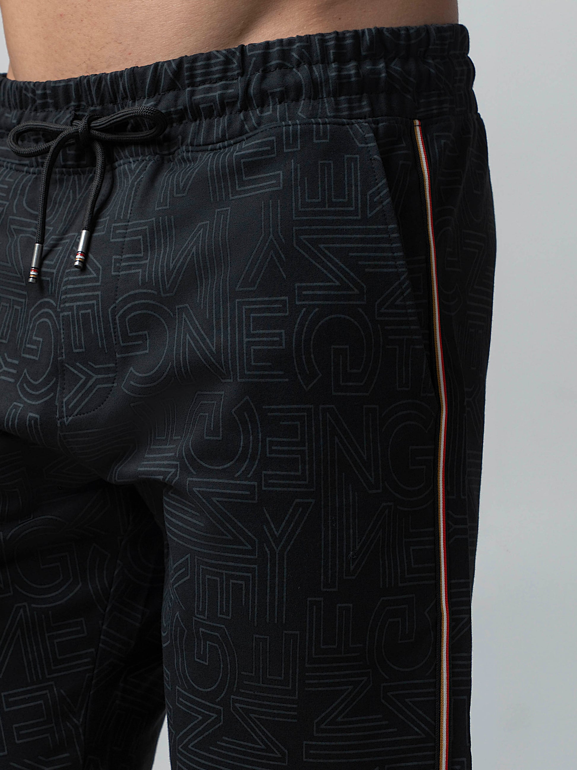 Black All-Over Discharge Mens Printed Shorts
