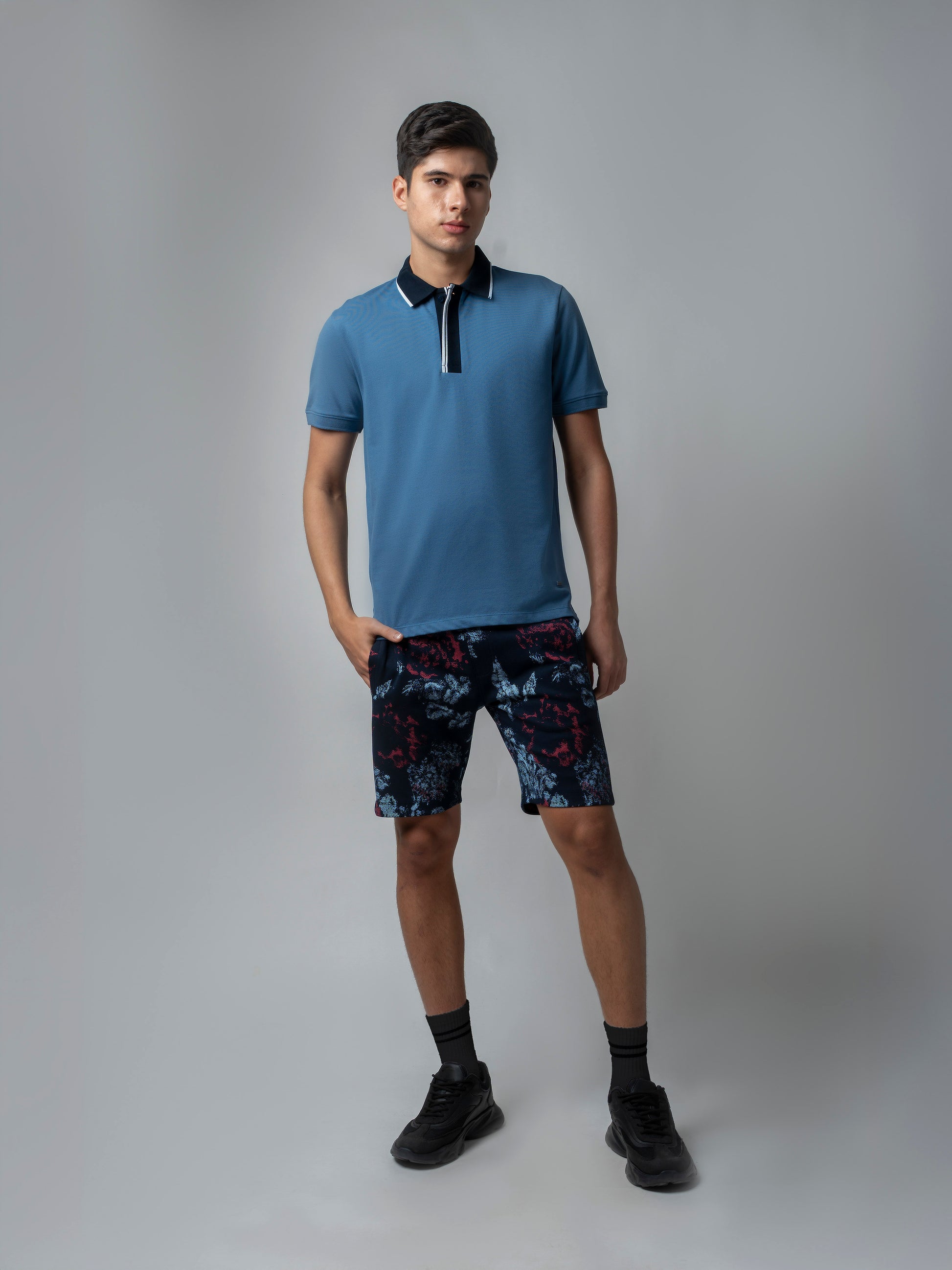 Interlock Navy All-Over Printed Shorts For Men