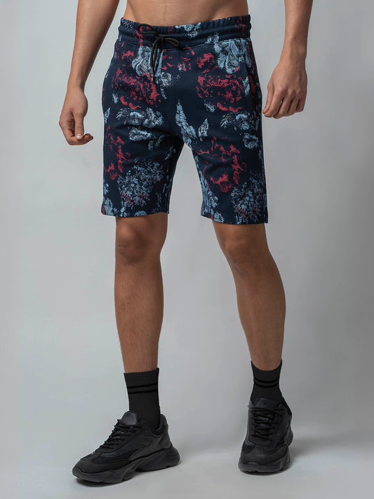 Interlock Navy All-Over Printed Shorts For Men