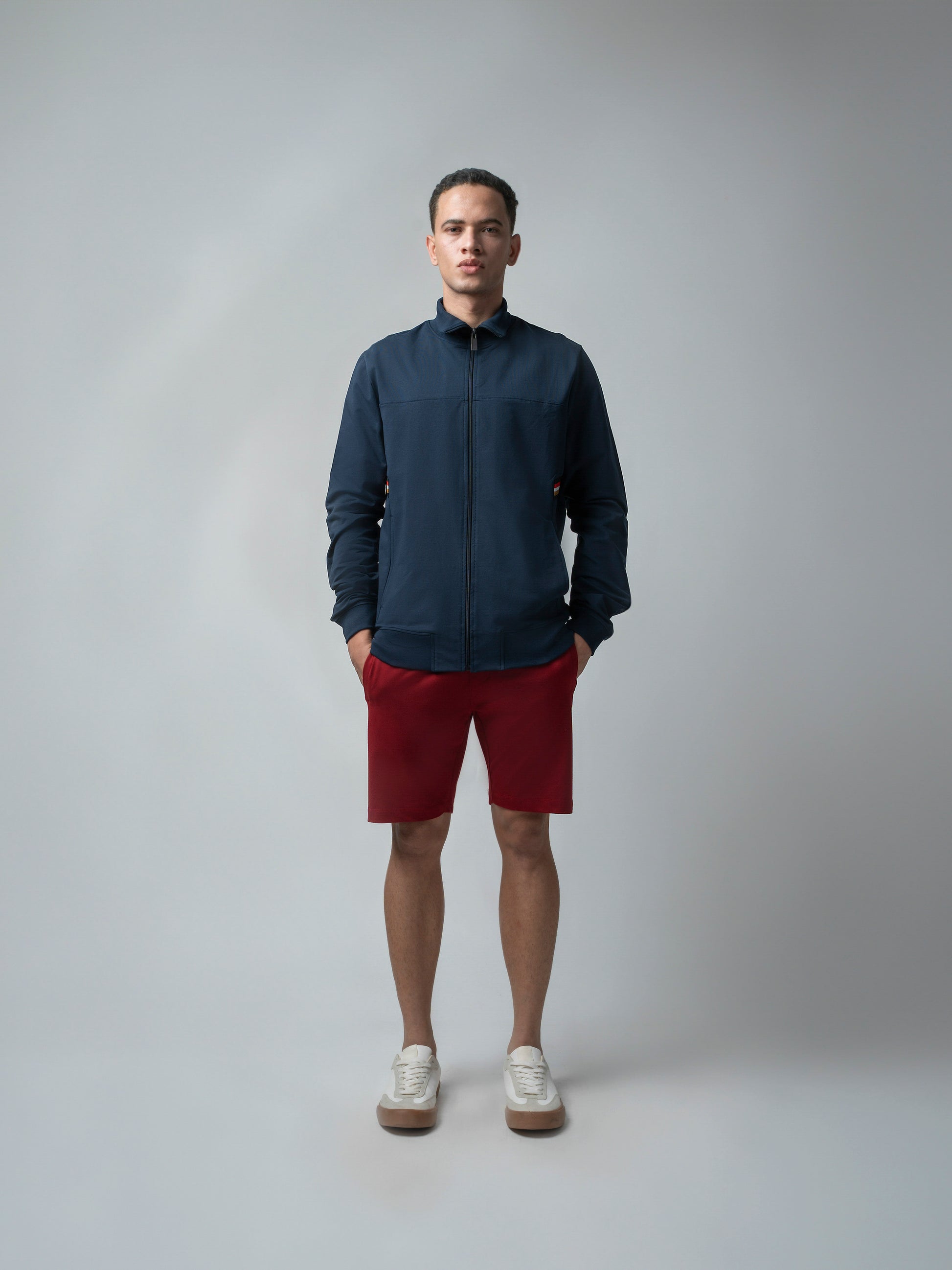 Navy Blue Zip Sweater Shirt with 4-Color Flag Tape