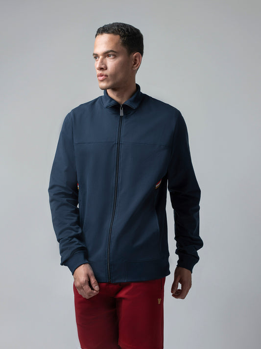 Navy Blue Zip Sweater Shirt with 4-Color Flag Tape 