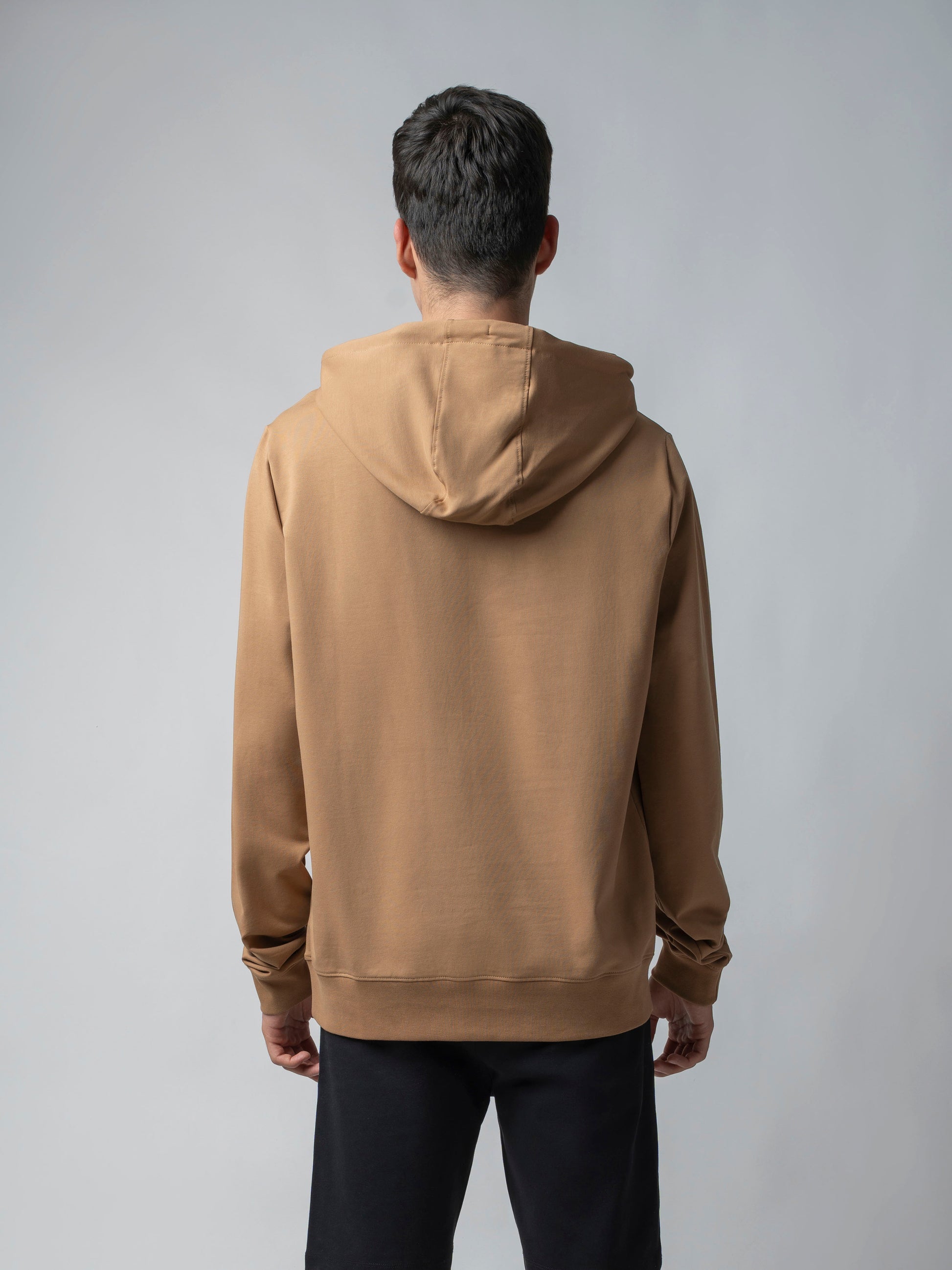 Cotton Khaki Hoodie Sweatshirt with DTM Chest Embroidery
