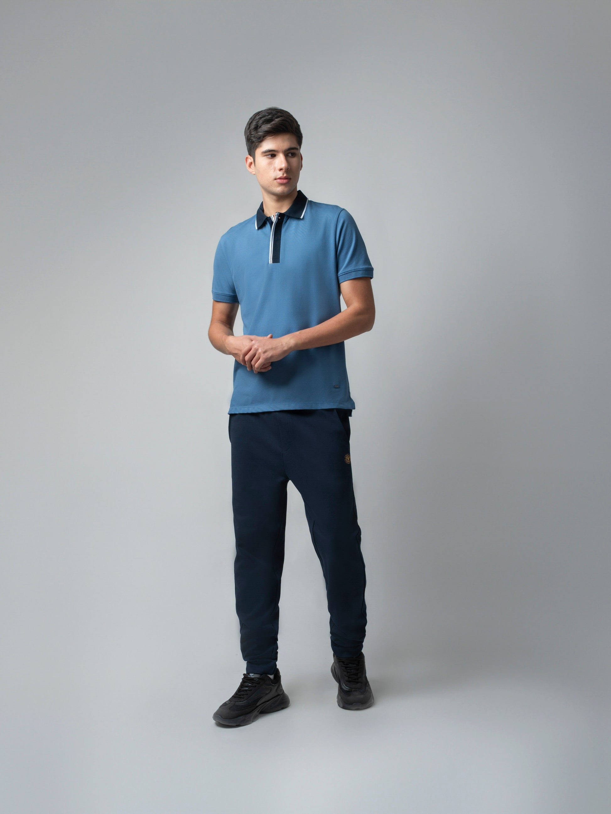 Rougen Cotton Navy Track Pant With Contrast Hd Print