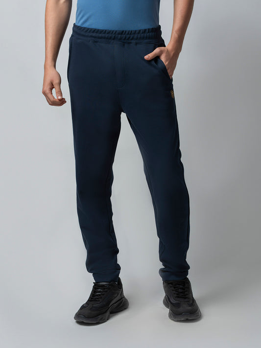 Rougen Cotton Navy Track Pant With Contrast Hd Print