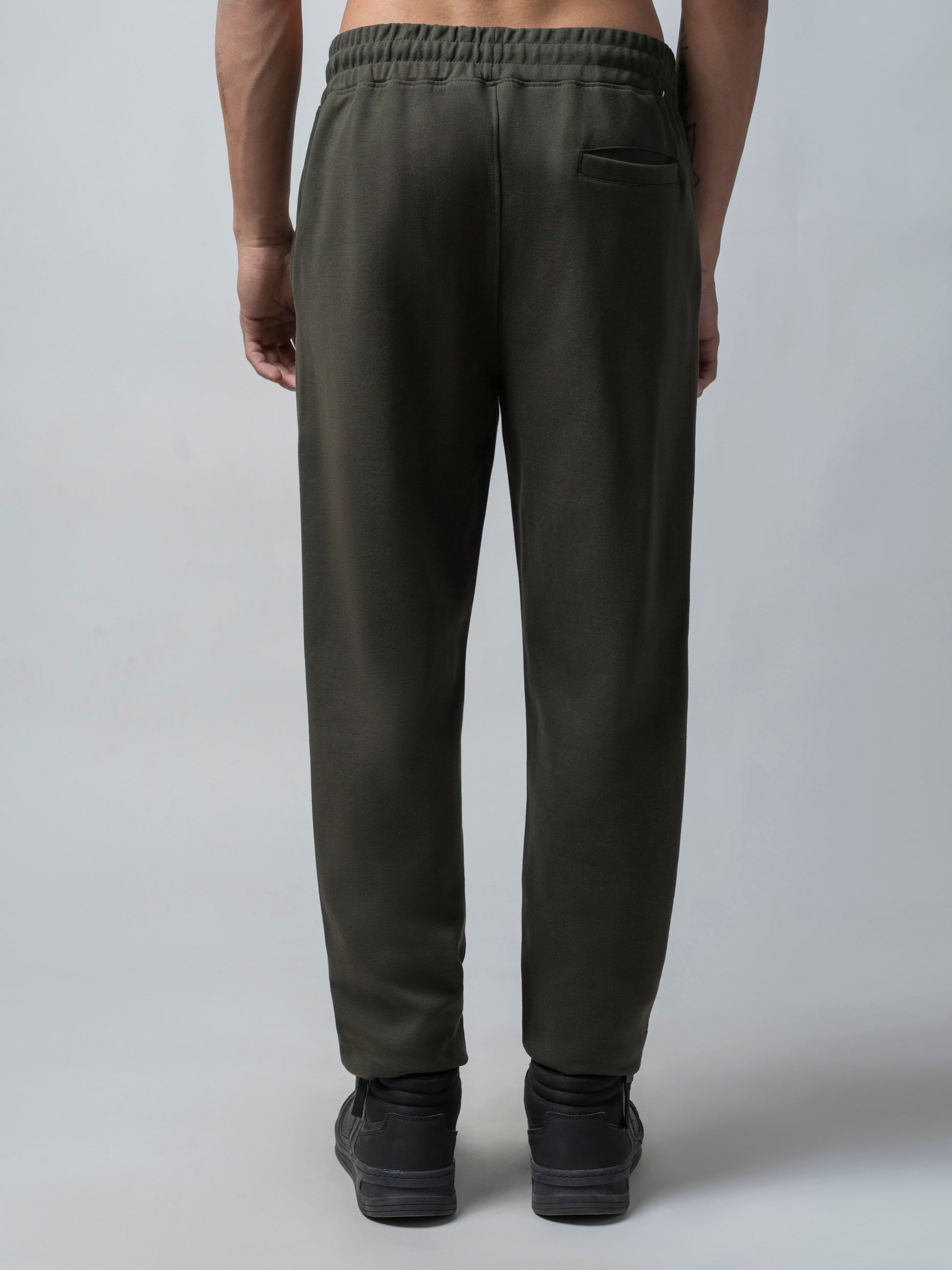 Olive Mens Track Pants With Contrast HD Print