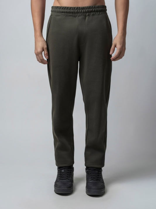 Olive Mens Track Pants With Contrast HD Print