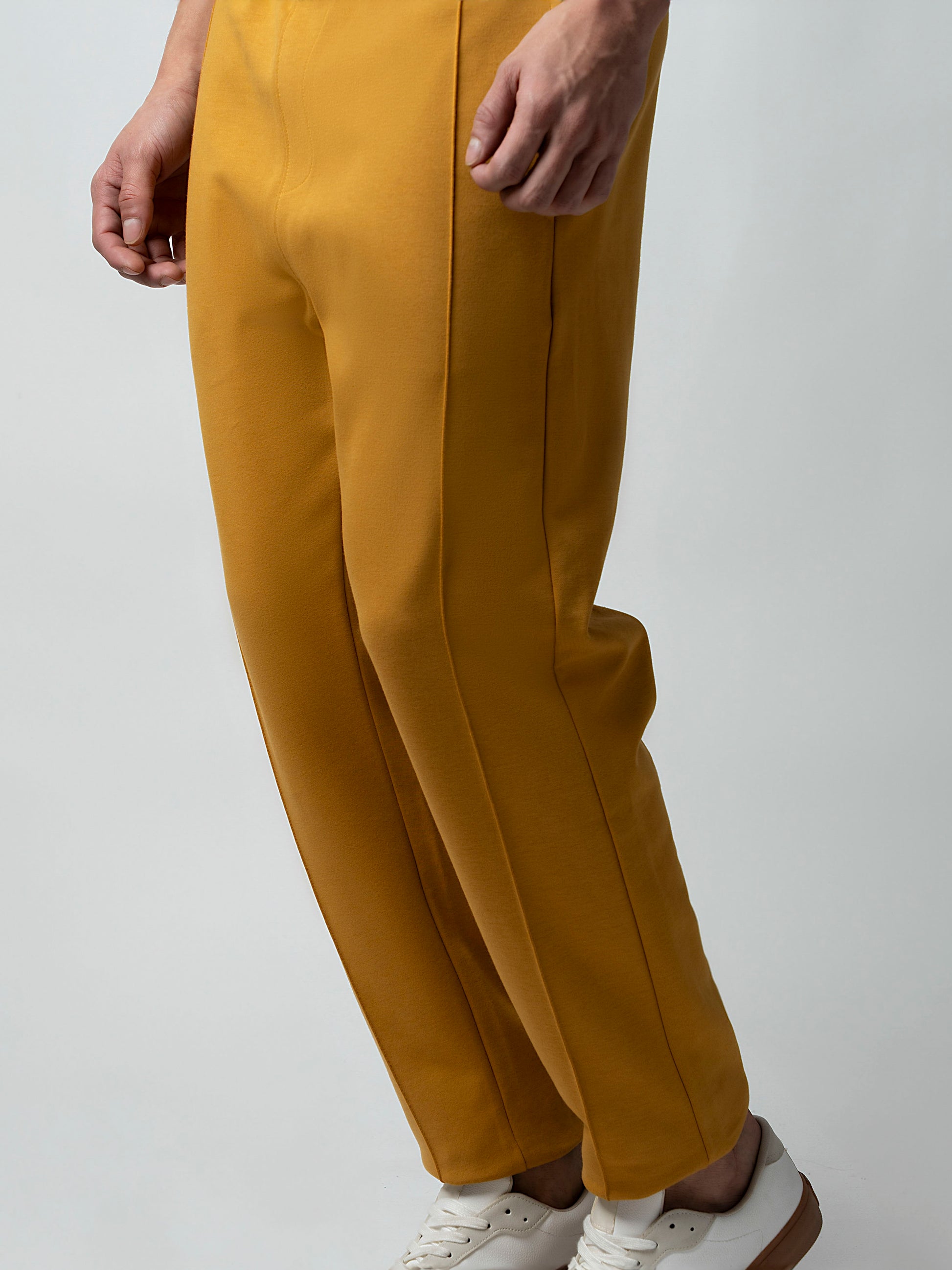 Shop Trendy Yellow Track Pant with Center Pin Tuck element