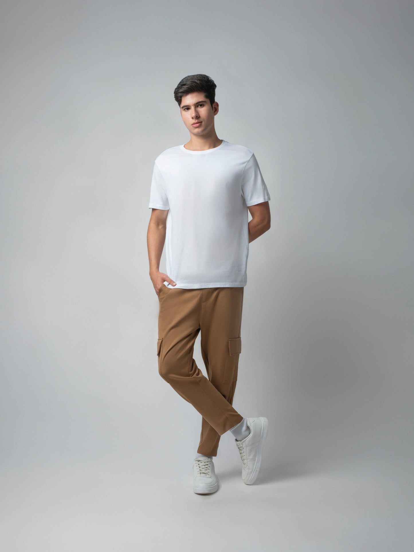 Trackpant with Dual Cargo Pockets in Rougen Cotton Poly Elastane Interlock
