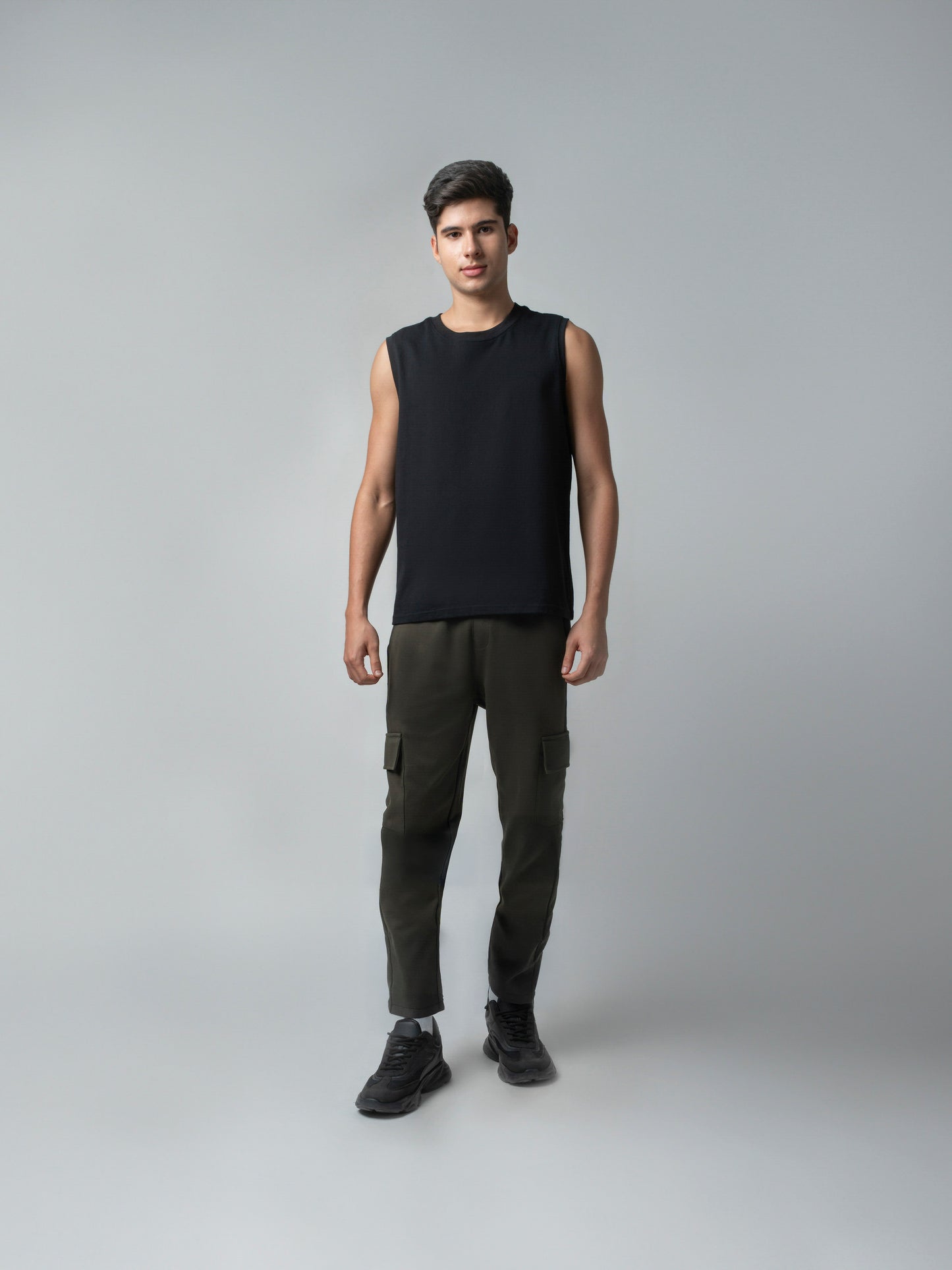 Trackpant with Dual Cargo Pockets in Rougen Cotton Poly Elastane Interlock