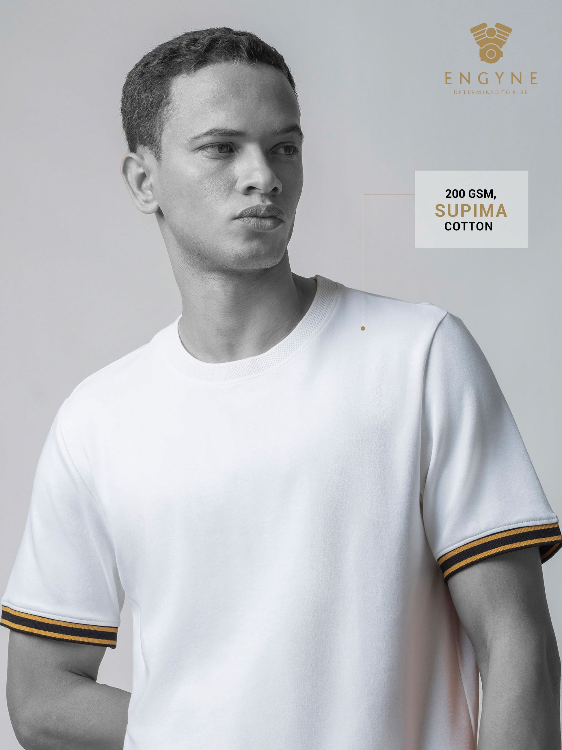 Supima Cotton Lycra White t Shirt for Men Round Neck