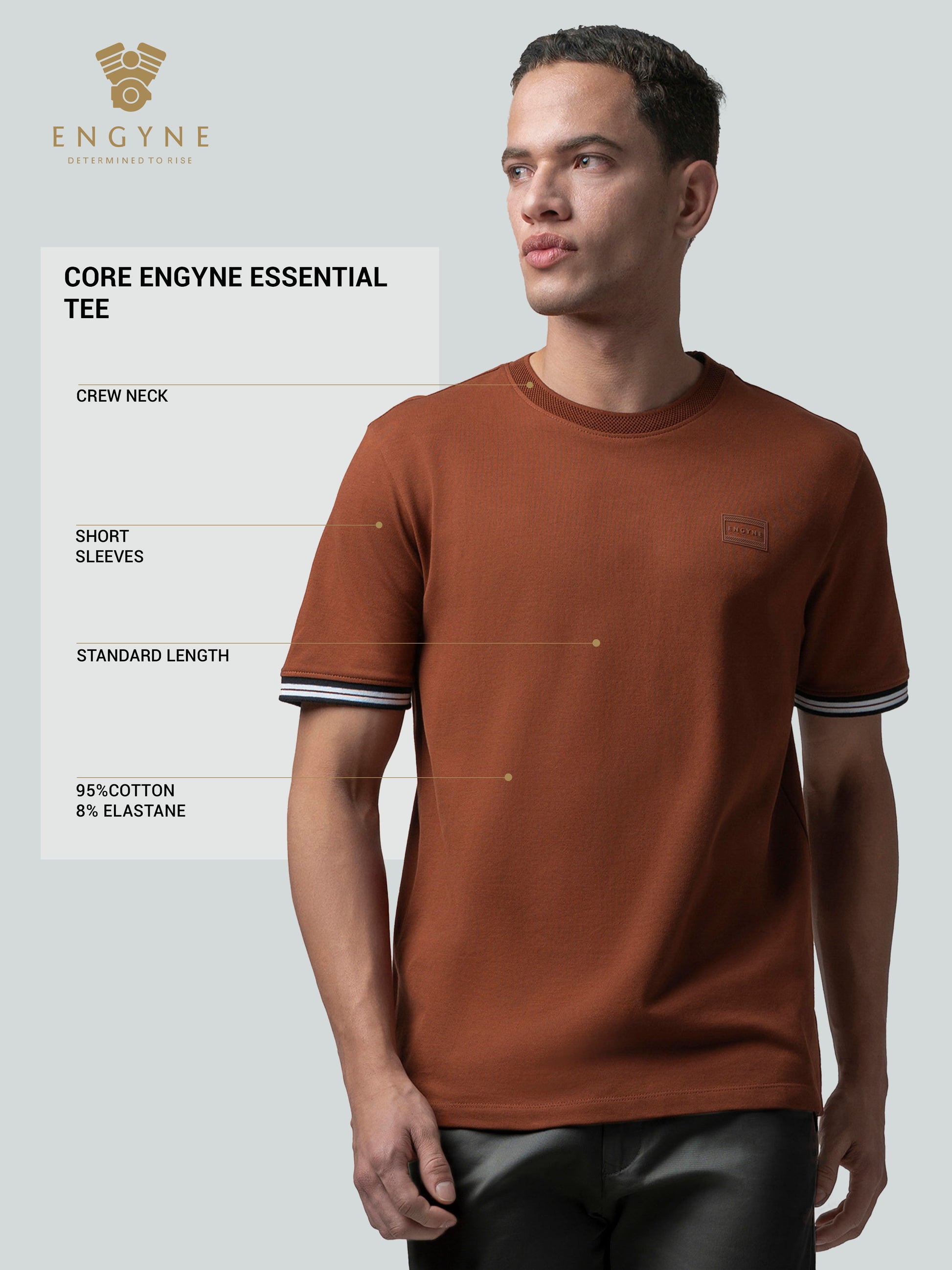 Supima Cotton Lycra Piqué Brown T Shirt Men