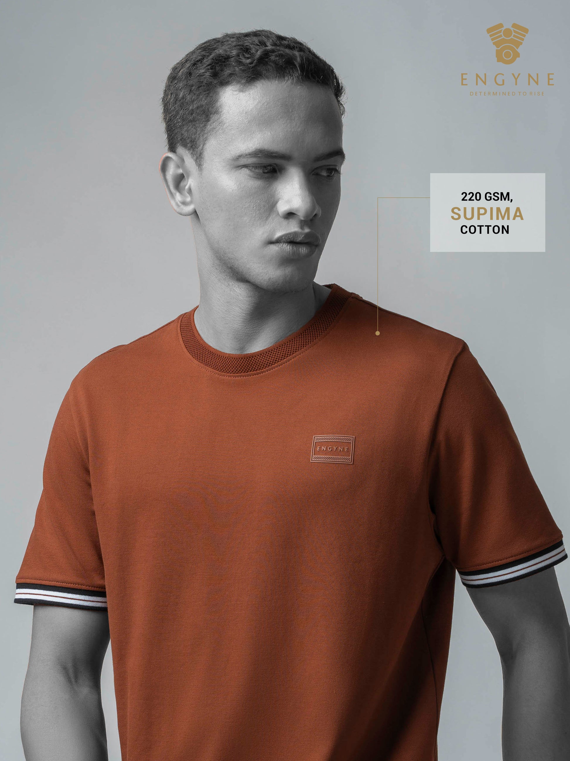 Supima Cotton Lycra Piqué Brown T Shirt Men