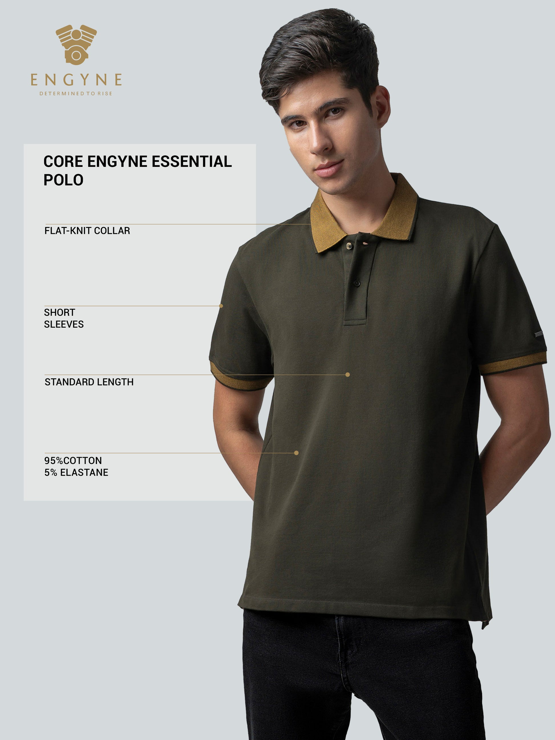Cuff Tipping Olive Green Polo T Shirt 