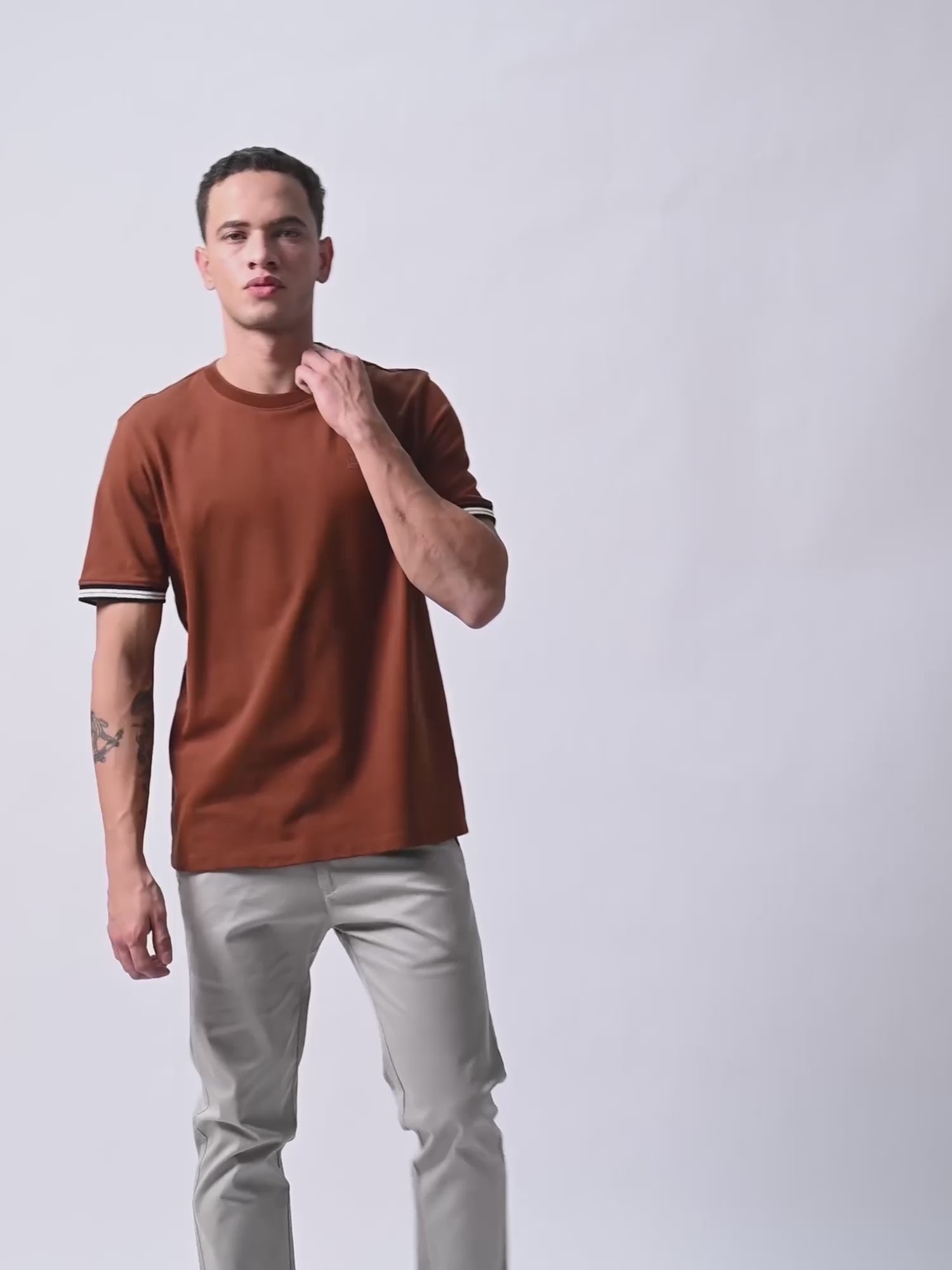 Supima Cotton Lycra Piqué Brown T Shirt Men