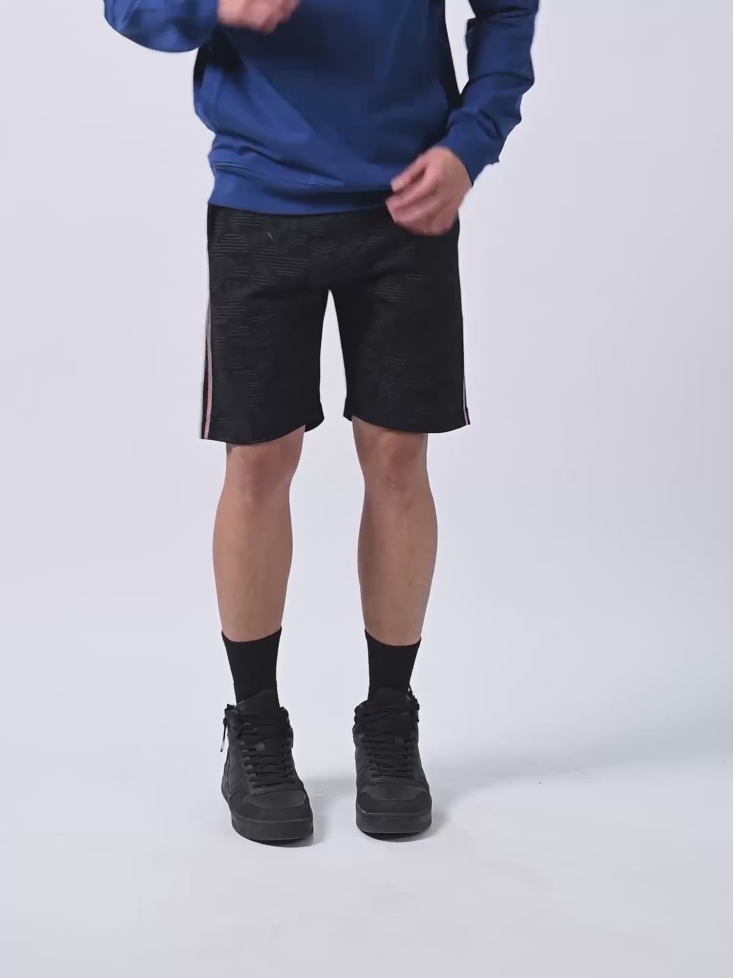 Black All-Over Discharge Mens Printed Shorts