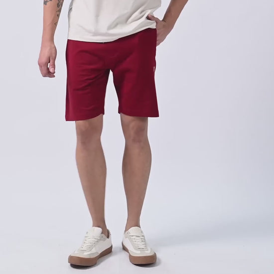 Engyne Essential Shorts with Emblem Logo Cotton Loop Knit Red Men