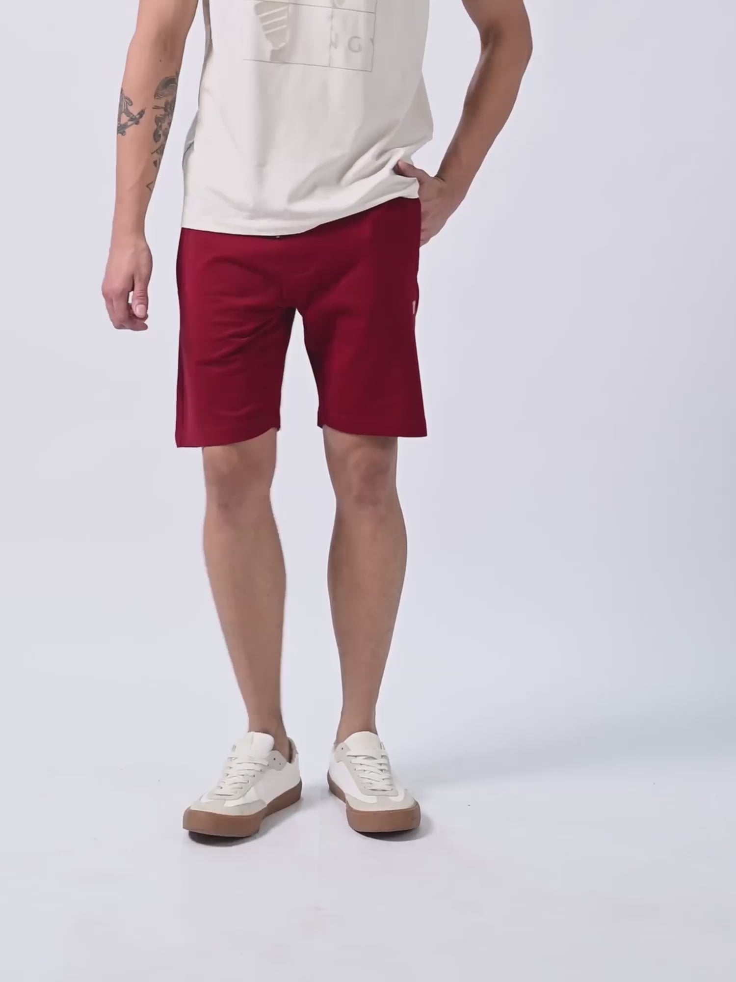 Engyne Essential Shorts with Emblem Logo Cotton Loop Knit Red Men