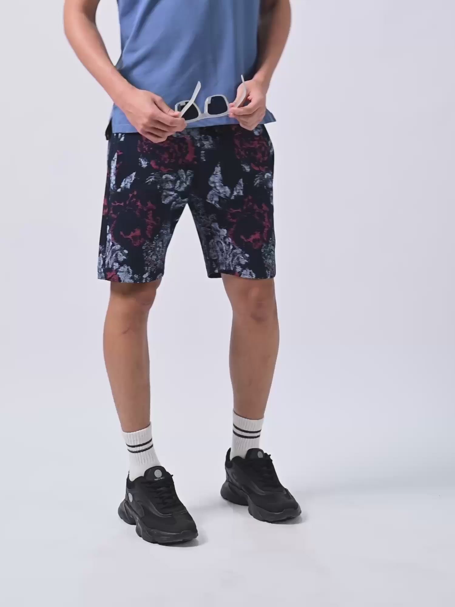 Interlock Navy All-Over Printed Shorts For Men