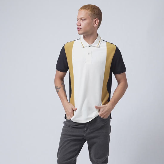 Yarn-Dyed Vertical Stripes  Cotton Lycra Black T Shirt
