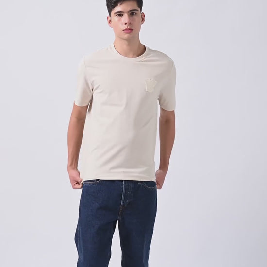 Iconic Emblem Beige Color T Shirt for Men