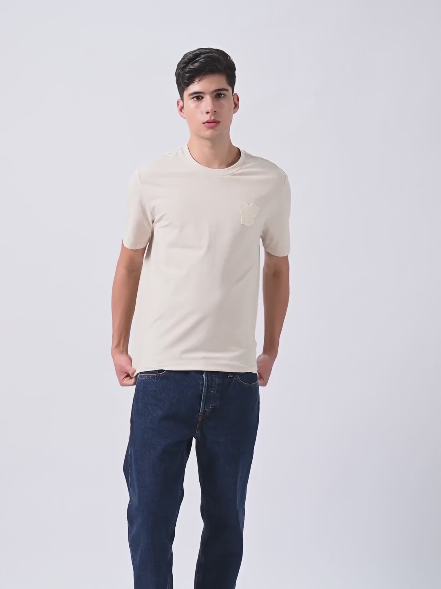 Iconic Emblem Beige Color T Shirt for Men