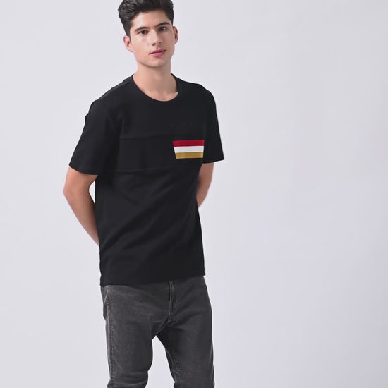Supima Cotton Lycra Black Round Neck T Shirt for Men