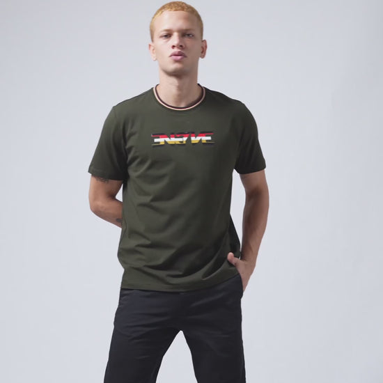 Rougen Cotton Lycra Olive Green T Shirt for Men