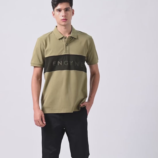 Supima Cotton Panels, Embroidery & Piping Light Olive Polo for Men