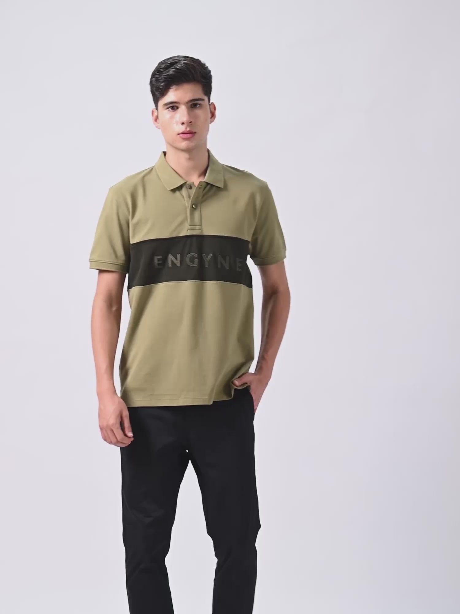 Supima Cotton Panels, Embroidery & Piping Light Olive Polo for Men