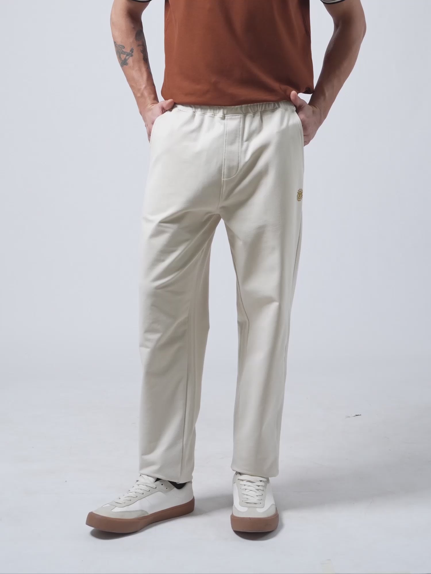 Olive Mens Track Pants With Contrast HD Print