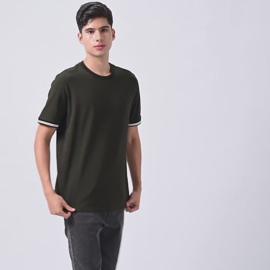 Supima Cotton Lycra Piqué Olive Tee For Men