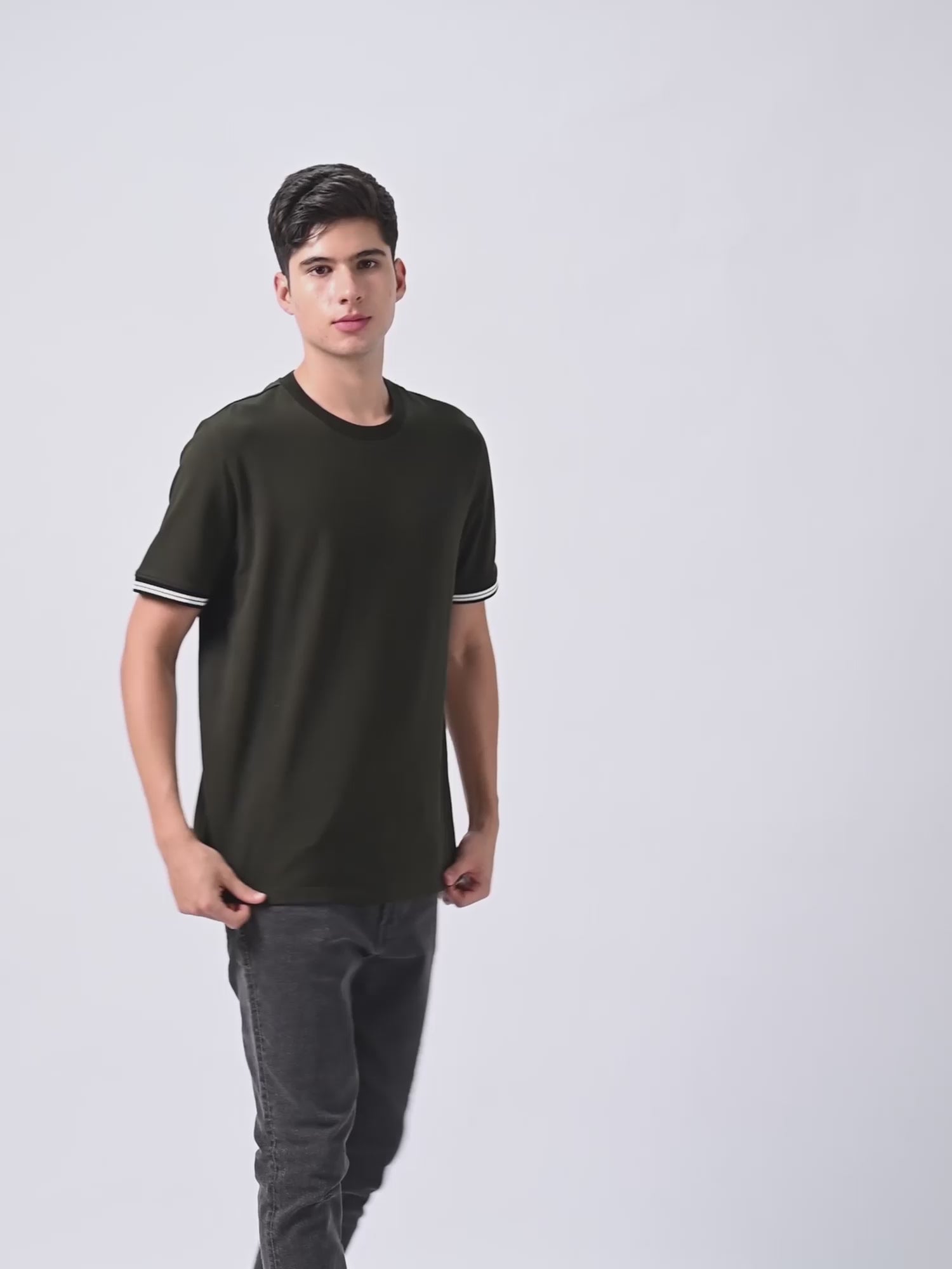 Supima Cotton Lycra Piqué Olive Tee For Men